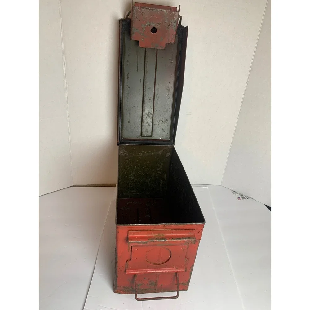 Vintage Red Military Ammo Can Metal Ammunition Box 840 Cartridges M193 Stencil